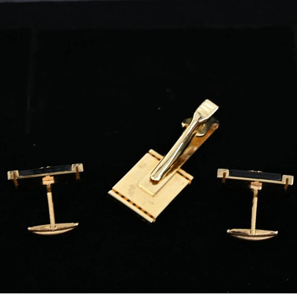 Vintage Knights of Columbus Past Faithful Navigator Cufflinks Tie Bar Set Gold